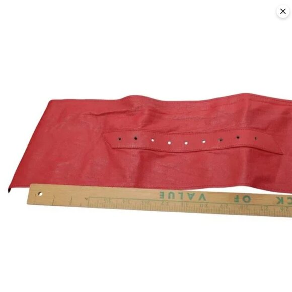 Vintage 80s Wide Red Leather Wrap Belt High Waist Corset Cinch Statement Gems - Picture 14 of 16
